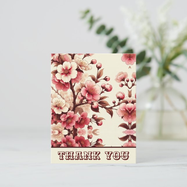 Tarjeta de agradecimiento de flor de cerezo (Anverso de pie)