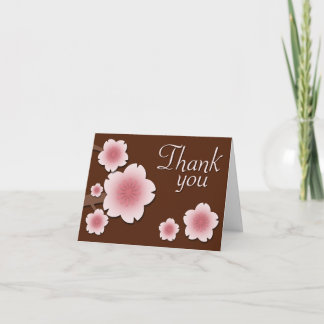 Tarjeta de agradecimiento de flor de cerezo rosa y