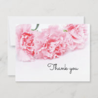 Tarjeta de agradecimiento de flor de clavel rosa -