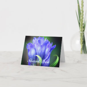 Tarjeta de agradecimiento de flor de genciana azul