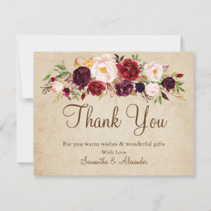 Tarjeta de agradecimiento de flor de Marsala Borgo