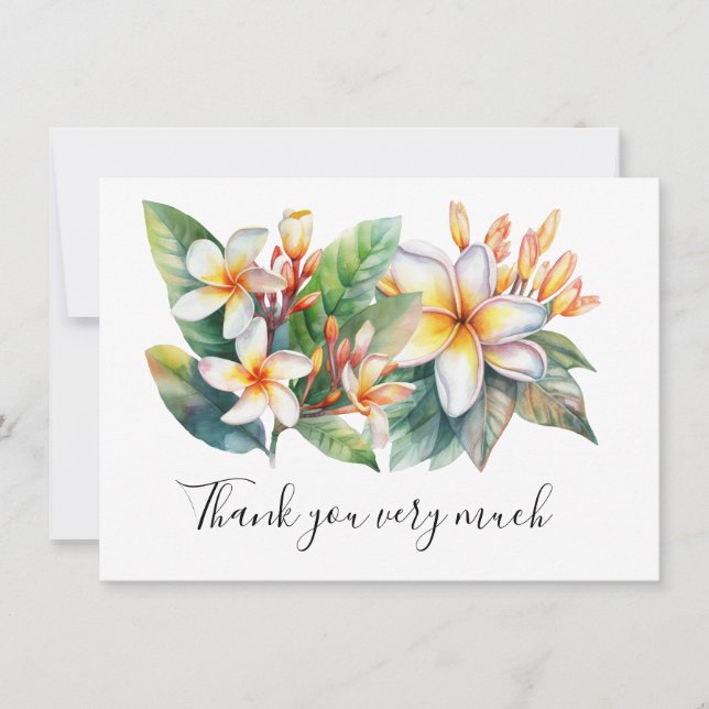 Tarjeta de agradecimiento de flor de plumeria en l (Anverso)