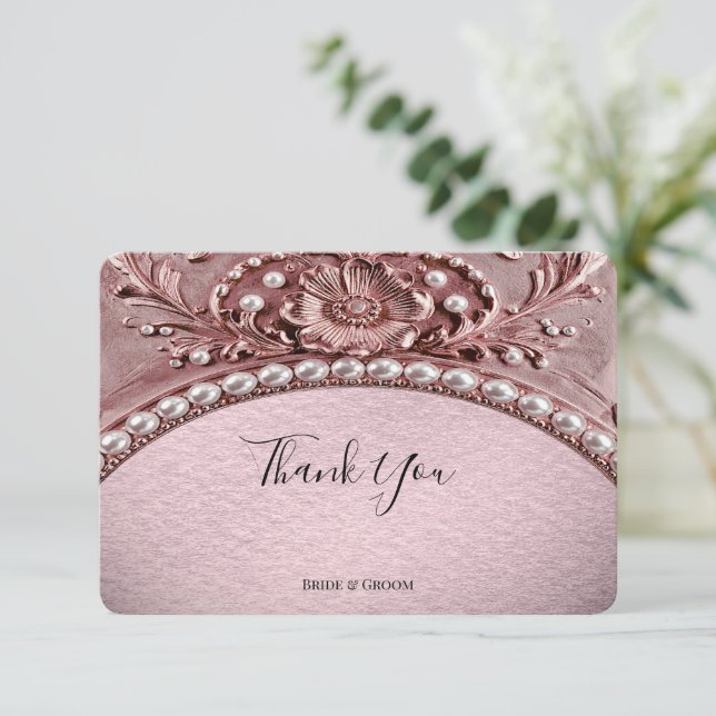Tarjeta de agradecimiento de flor rosa (Anverso de pie)