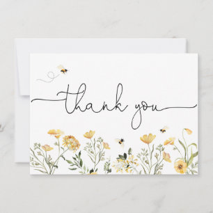 Tarjeta de agradecimiento de flor silvestre amaril