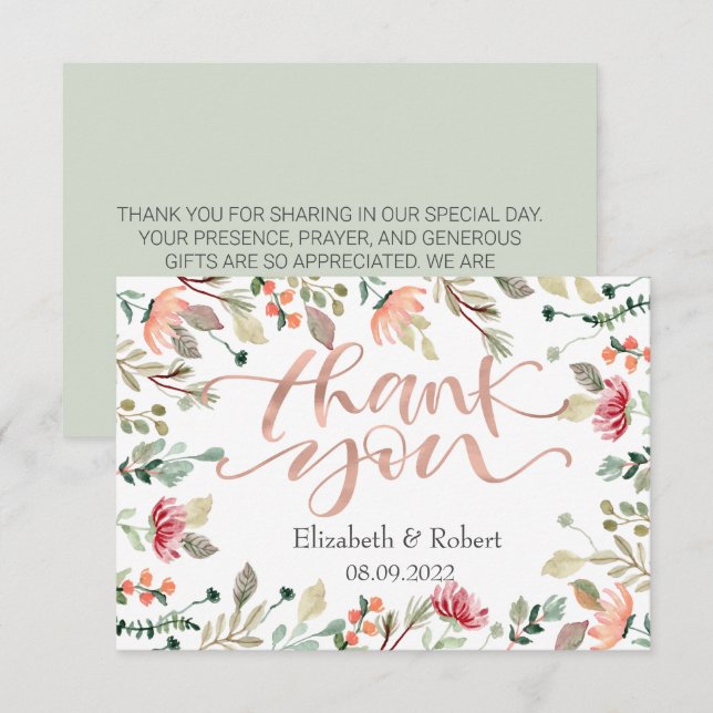 Tarjeta de agradecimiento de flor silvestre chic (Anverso / Reverso)