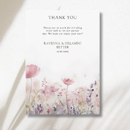 Tarjeta de agradecimiento de flor silvestre invern