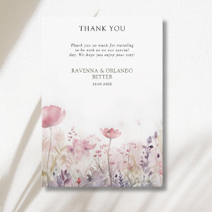 Tarjeta de agradecimiento de flor silvestre invern