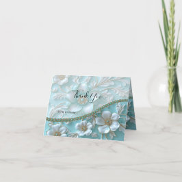 Tarjeta de agradecimiento de Floral blanca verde a