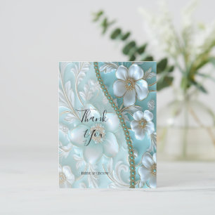 Tarjeta de agradecimiento de Floral blanca verde a
