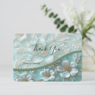 Tarjeta de agradecimiento de Floral blanca verde a