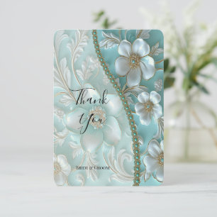 Tarjeta de agradecimiento de Floral blanca verde a