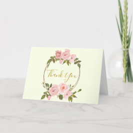 Tarjeta de agradecimiento de Floral de oro rosa de