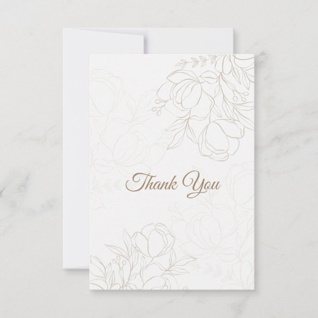 Tarjeta De Agradecimiento De Floral Elegante De Ma (Anverso)