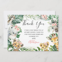 Tarjeta de agradecimiento de Floral Greenery Safar