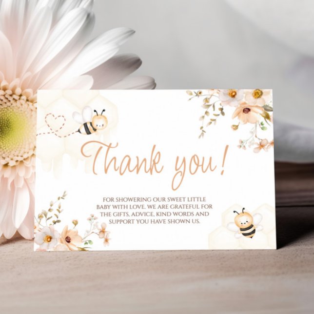 Tarjeta de agradecimiento de Floral Honey Bee Baby (Subido por el creador)