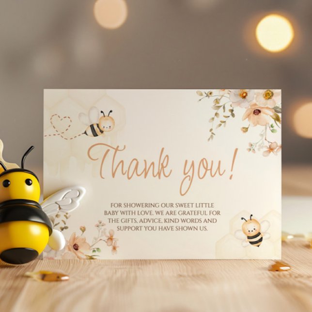Tarjeta de agradecimiento de Floral Honey Bee Baby (Subido por el creador)