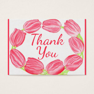 Tarjeta de agradecimiento de floral roja de borde 