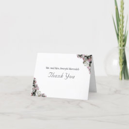 Tarjeta de agradecimiento de Floral rosa y blanca 