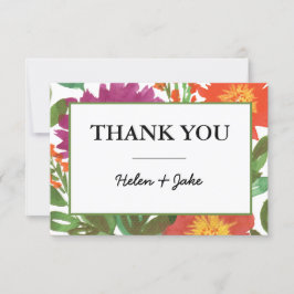 Tarjeta de agradecimiento de flores acuarela
