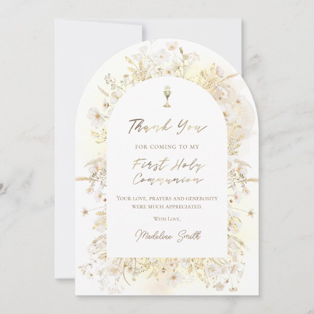 tarjeta de agradecimiento de flores amarillas blan (Anverso)