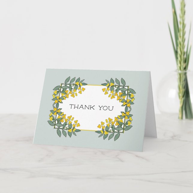 Tarjeta de agradecimiento de flores amarillas con  (Anverso)