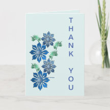 Tarjeta de agradecimiento de flores azules