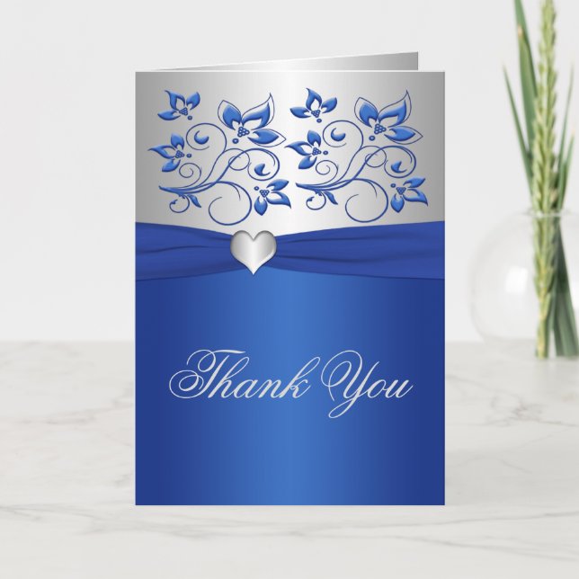 Tarjeta de agradecimiento de flores azules reales  (Anverso)