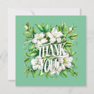 Tarjeta de agradecimiento de flores blancas lirios