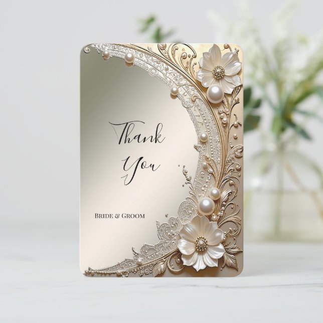 Tarjeta de agradecimiento de flores blancas modern (Anverso de pie)