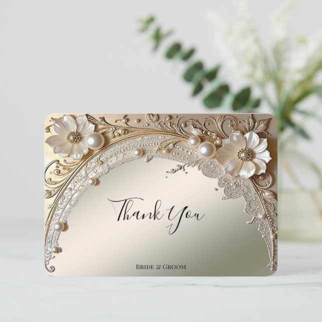 Tarjeta de agradecimiento de flores blancas modern (Anverso de pie)