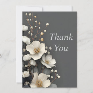 Tarjeta de agradecimiento de flores blancas sobre 
