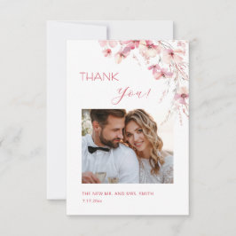 Tarjeta de agradecimiento de flores Boho rosadas