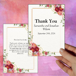 Tarjeta de agradecimiento de flores de acuarela co