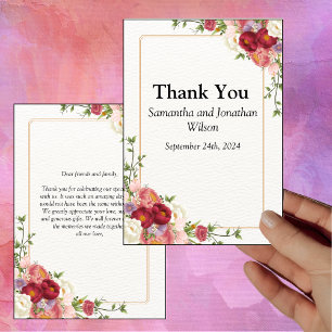 Tarjeta de agradecimiento de flores de acuarela co