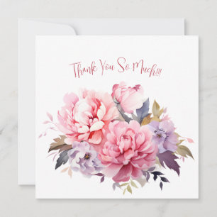 Tarjeta de agradecimiento de flores de acuarela pa