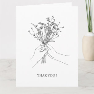 Tarjeta de agradecimiento de flores de arte de lín