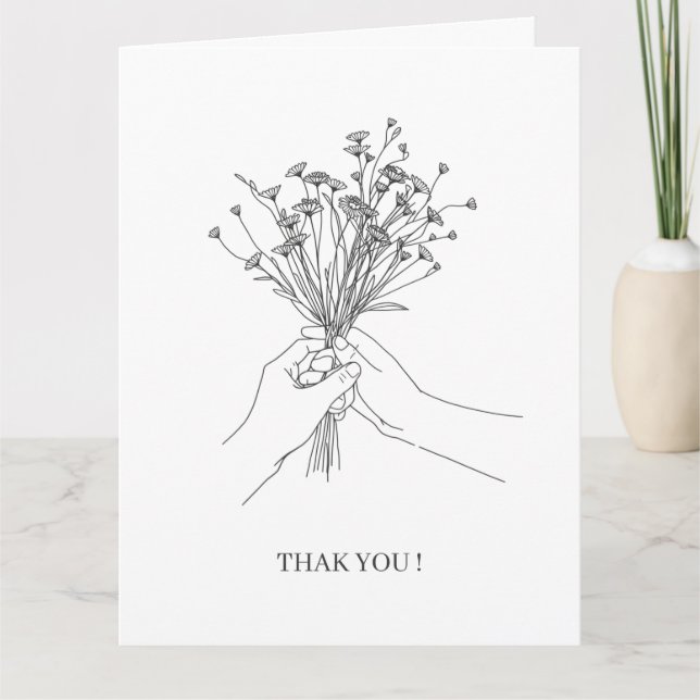 Tarjeta de agradecimiento de flores de arte de lín (Anverso)