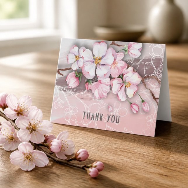 Tarjeta de agradecimiento de flores de cerezo abst (Subido por el creador)
