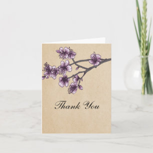 Tarjeta de agradecimiento de flores de cerezo vint