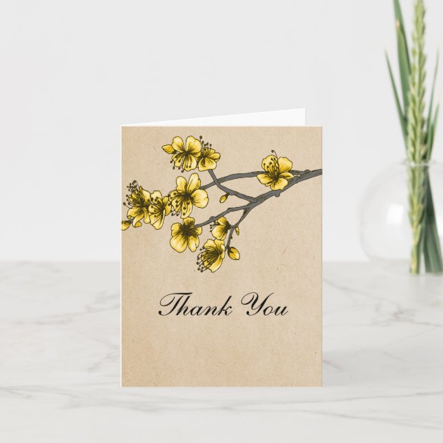 Tarjeta de agradecimiento de flores de cerezo vint (Anverso)