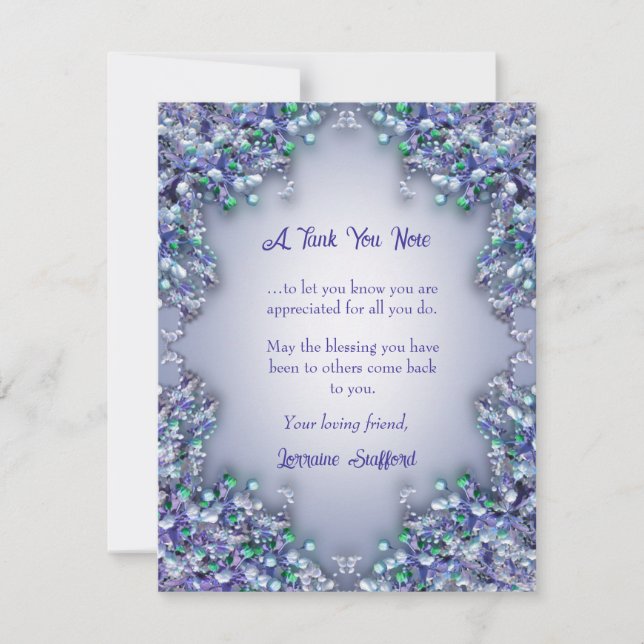 Tarjeta de agradecimiento de flores de lila azul l (Anverso)