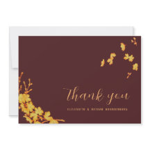 Tarjeta de agradecimiento de flores de lujo burgun