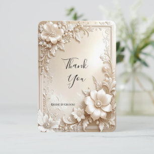 Tarjeta de agradecimiento de flores de marfil