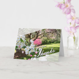 Tarjeta de agradecimiento de flores de mayo rosada