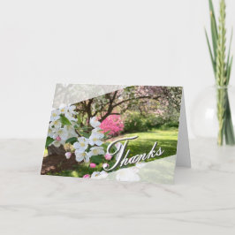 Tarjeta de agradecimiento de flores de mayo rosada
