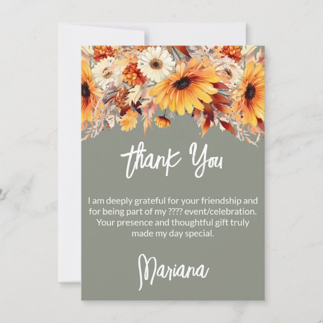 Tarjeta de agradecimiento de flores de otoño en Sa (Anverso)