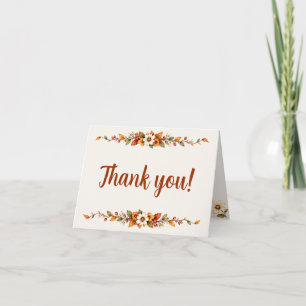 Tarjeta de agradecimiento de flores de otoño para