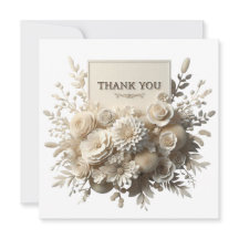 Tarjeta de agradecimiento de flores de papel vinta