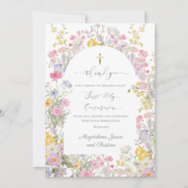 tarjeta de agradecimiento de flores de prado de Pr (Anverso)