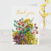Tarjeta de agradecimiento de flores de prado silve